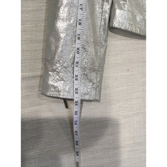 Collection Metallic Silver Leather Women's Small Moto biker jacket rebel rock - Picture 8 of 12